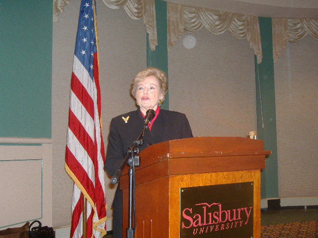 Featured speaker Ellen Sauerbrey spoke of her experiences throughout the world as an emissary and diplomat in attempting to resettle refugees, either in their homeland or in the United States.